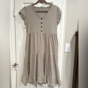 Tea n Rose Brand Tan Gauze Dress (size large)